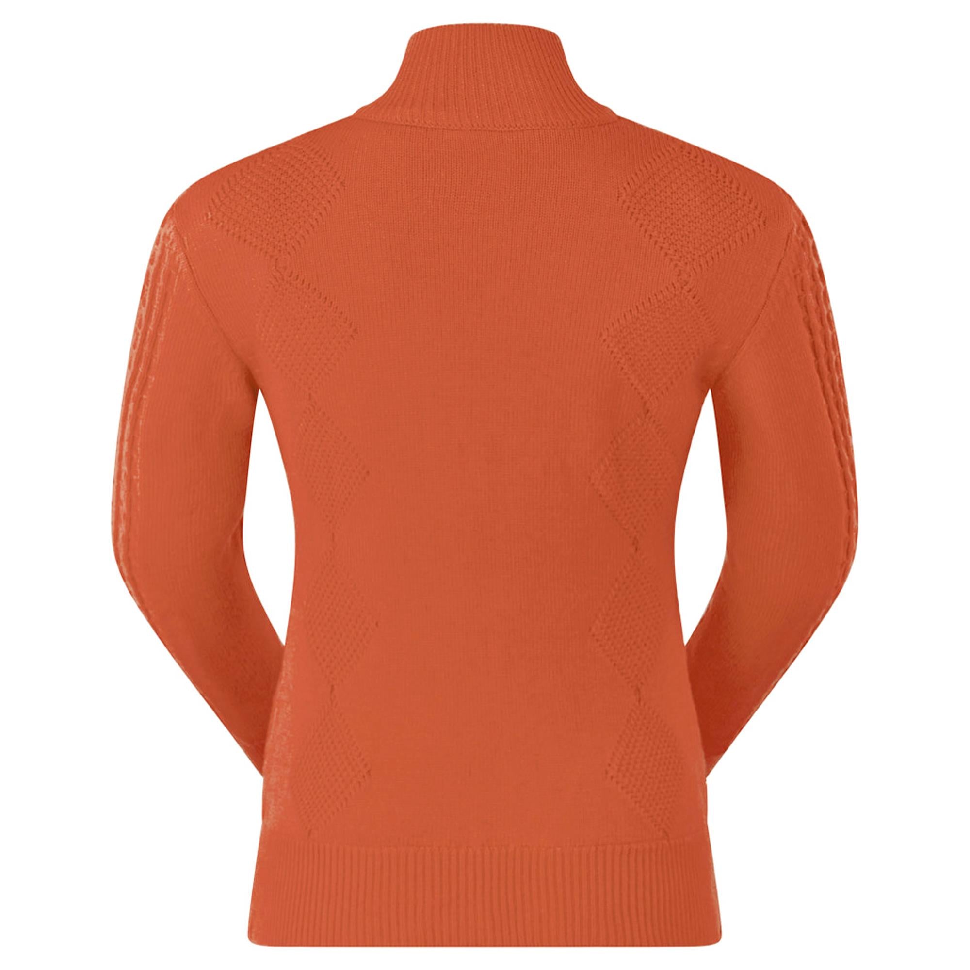 Pure Golf Sorrell Cable Knit Lined Ladies Golf Jumper Ember Orange